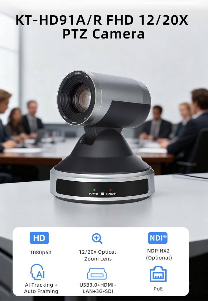 Full HD PTZ Camera for live Streaming online conferences KT-HD91A KT-HD91R Sony 1/1.8 STARVIS CMOS Censor